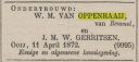 Wilhelmus Mattheus van Oppenraaij & Johanna Maria Wilhelmina Gerritsen \ F1167